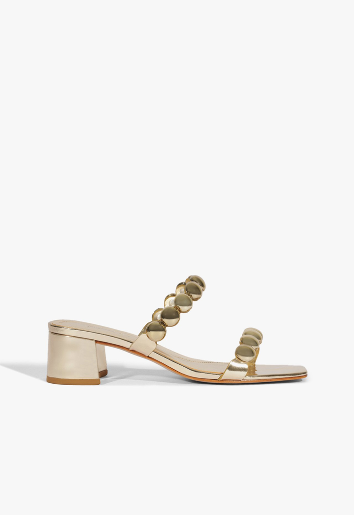 Sandália Mule Circe Couro Dourada