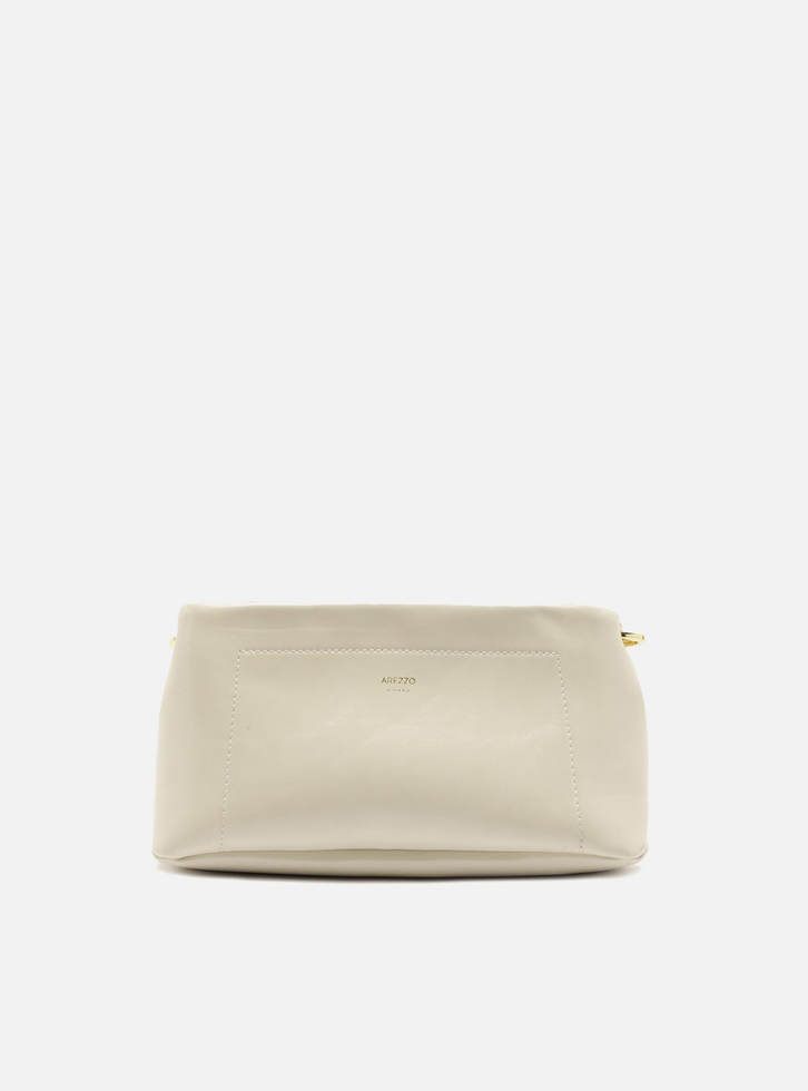 Bolsa Tiracolo Off White Média Detalhe Costura