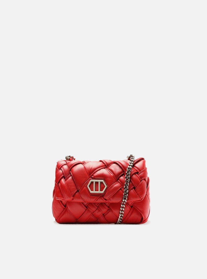 Bolsa Tiracolo Vermelha Arezzo Couro Tressê Pequena