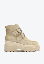 Bota Branca Schutz Tratorada Couro Croco