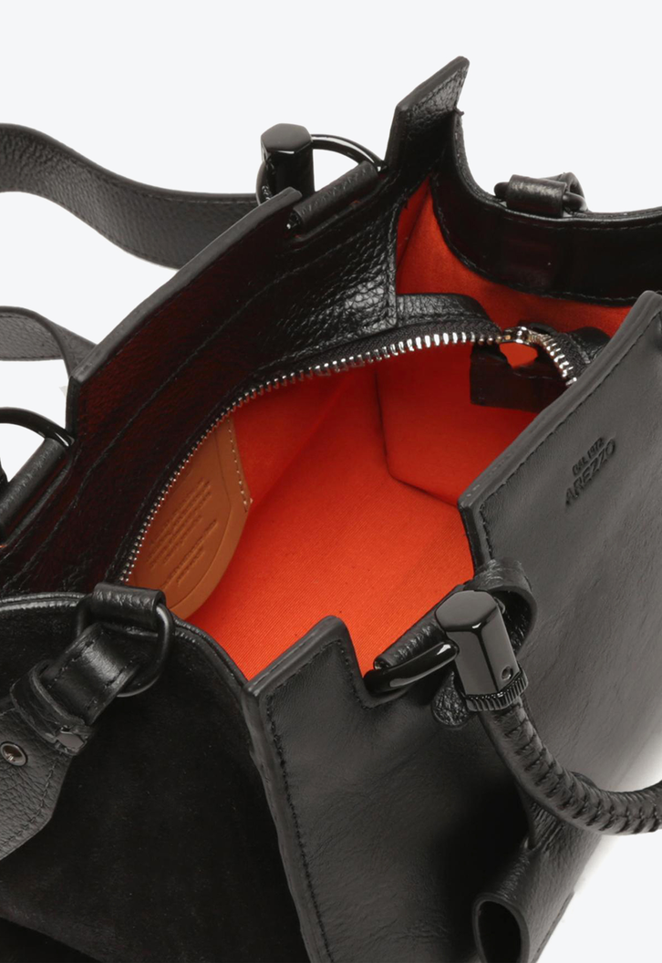 Bolsa Tote Preta Arezzo Média Couro Abbracio