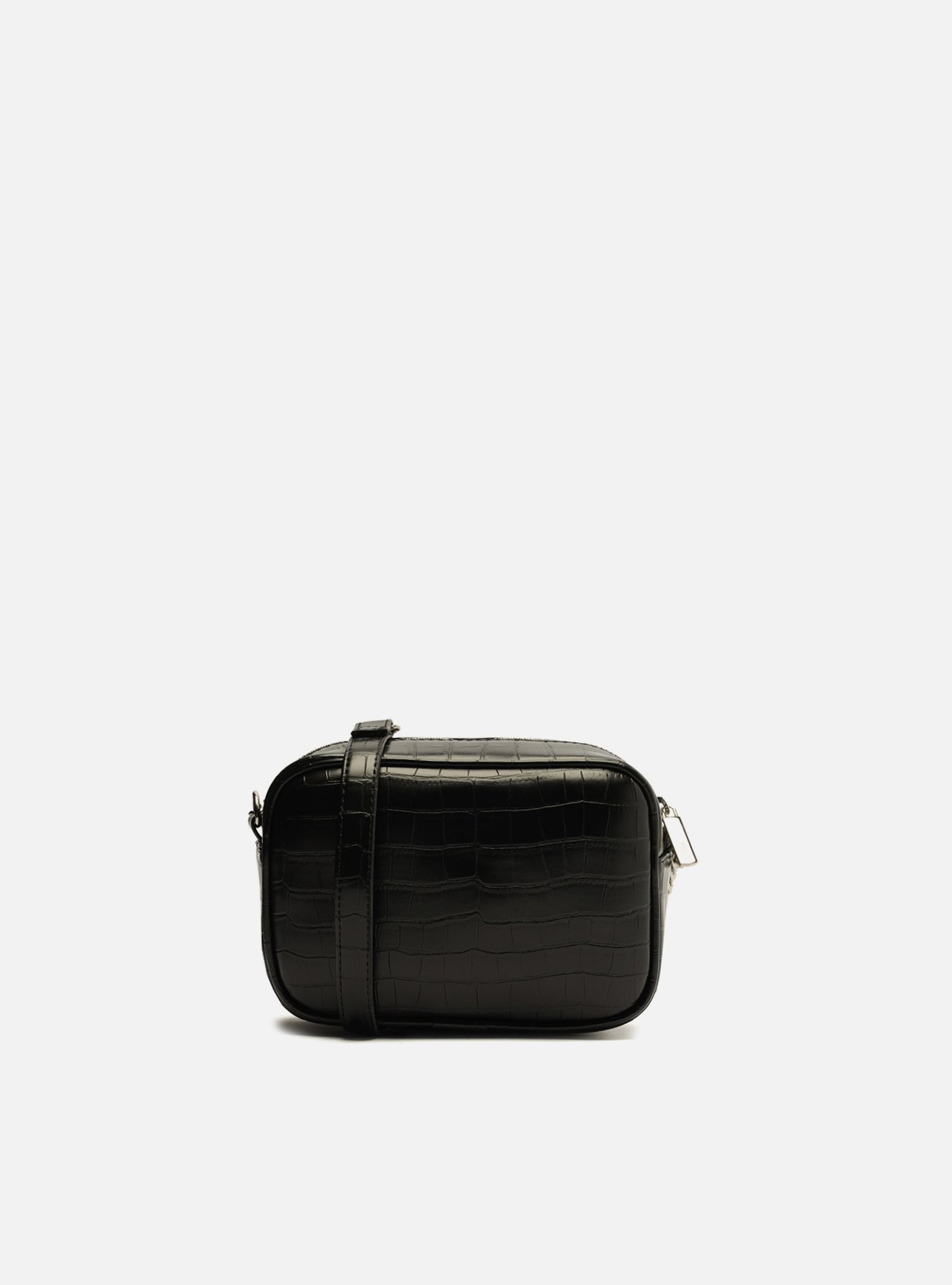 Bolsa Tiracolo Preta Arezzo Croco Pequena | ZZ MALL