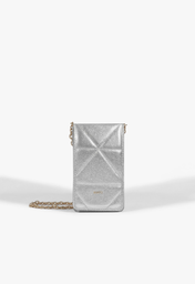 Porta Celular Couro Prata