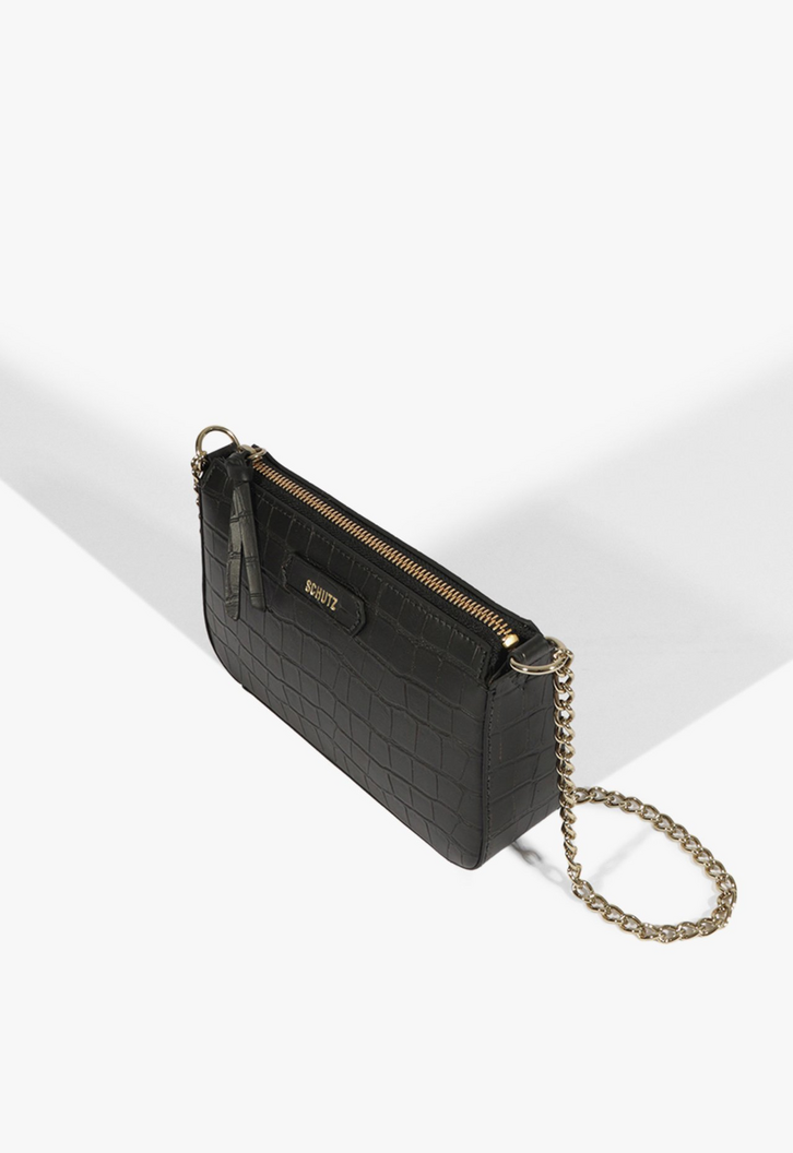 Bolsa Tiracolo Croco Preta | ZZ MALL