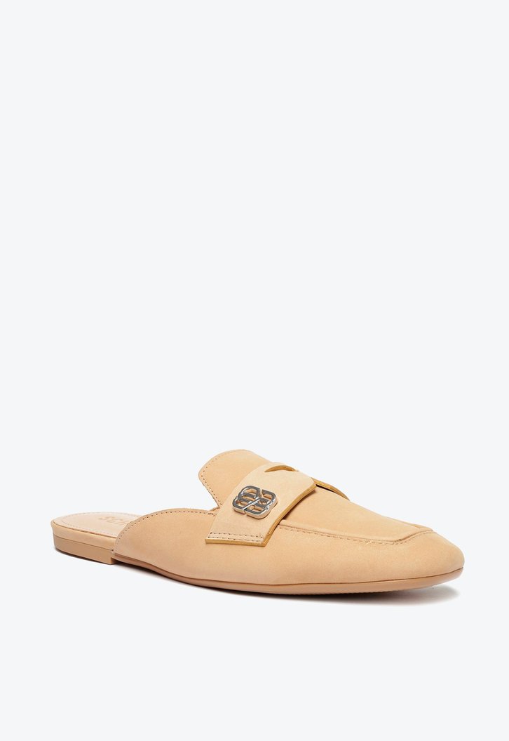 SAPATO MULE RASTEIRA BEGE SCHUTZ NOBUCK