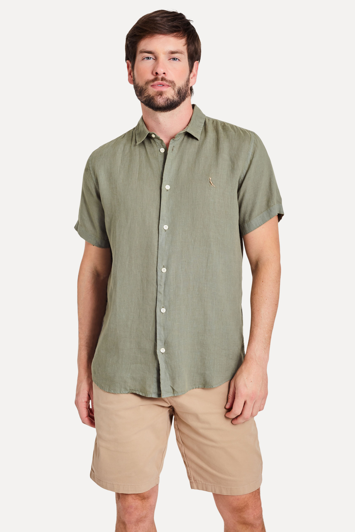 CAMISA VERDE ESCURA RESERVA PF MC LINHO | ZZ MALL
