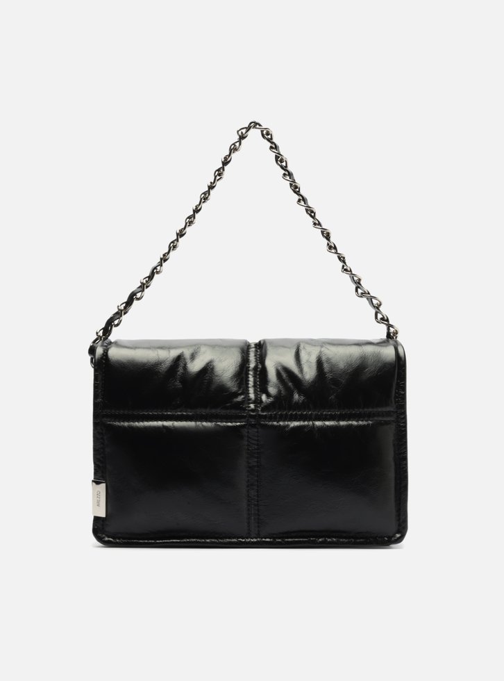 Bolsa Tiracolo Preta Arezzo Couro Puffy Média