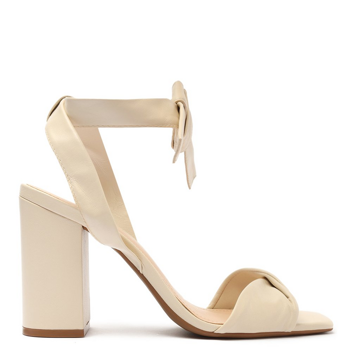 SANDÁLIA OFF-WHITE AREZZO COURO SALTO ALTO BLOCO LACE UP