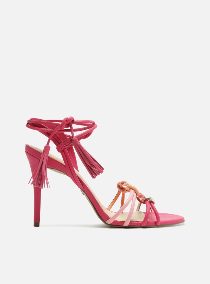 Sandália Multicolorida Arezzo Salto Fino Amarração