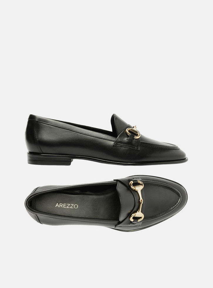 Mocassim Preto Couro Bico Fino Bridão