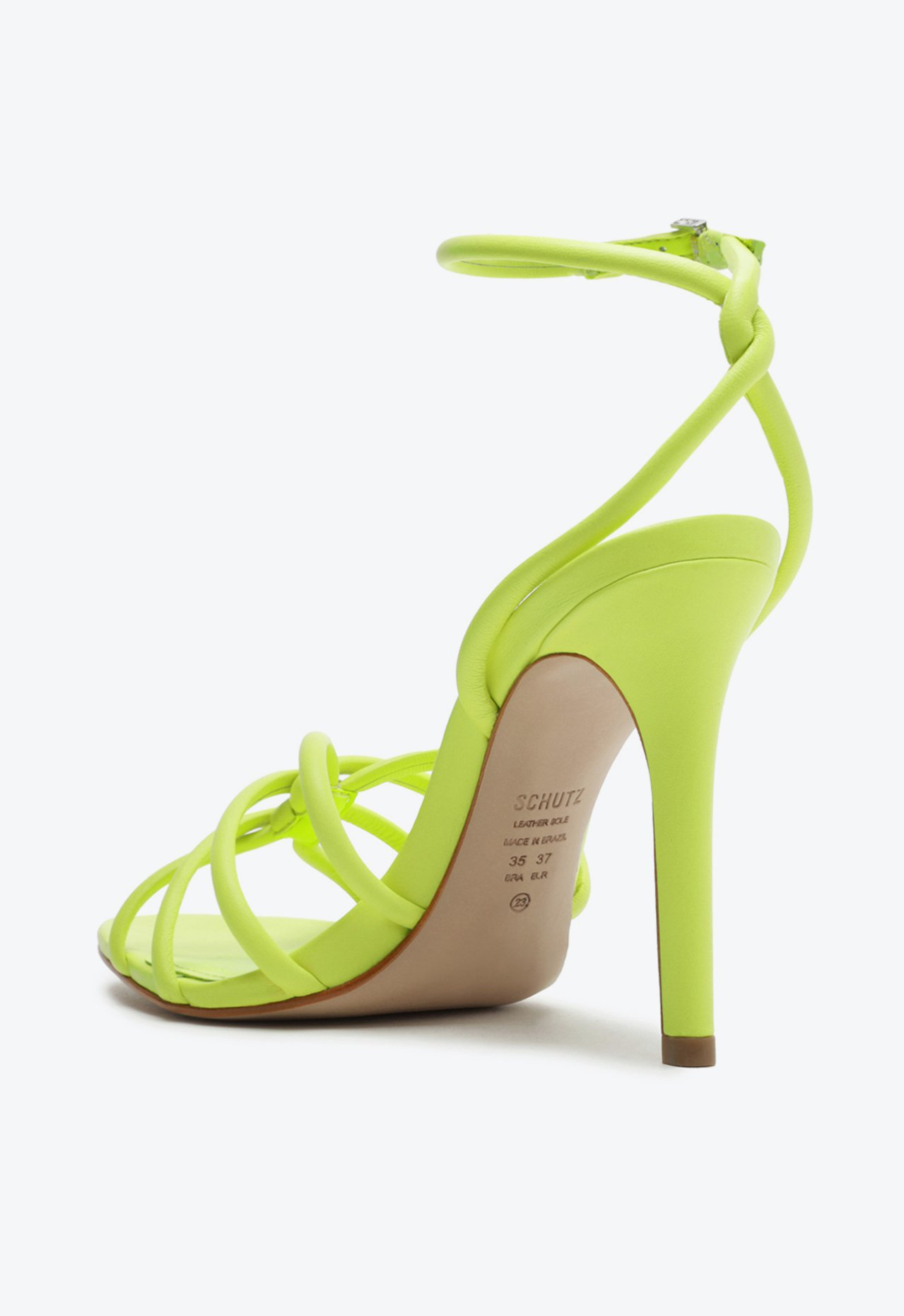 Sandália Verde Schutz Couro Salto Alto Limão | ZZ MALL