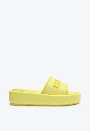 Sandália Papete Flatform Amarela Neon Schutz Lorelay Tecido