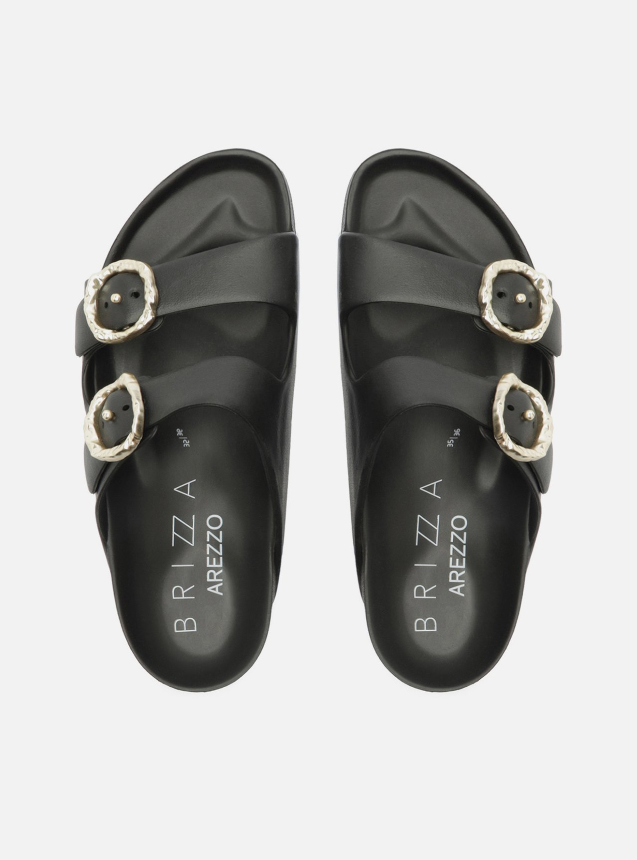 Slide Preto Fivelas Metal Sol Brizza | ZZ MALL