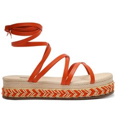 Sandália Flatform Laranja Anacapri Amarração Gonzalo Palha Trançada