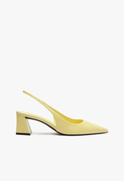 Slingback Amarelo Schutz Couro Salto Médio Bloco