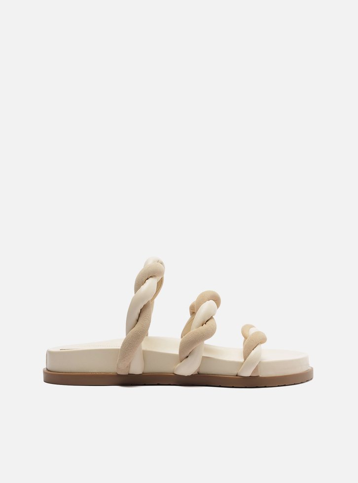 Sandália Papete Off-White Tiras Nobuck
