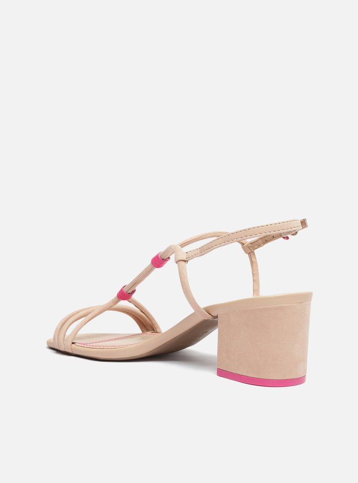 SANDÁLIA BEGE AREZZO NOBUCK BLOCO ROSA