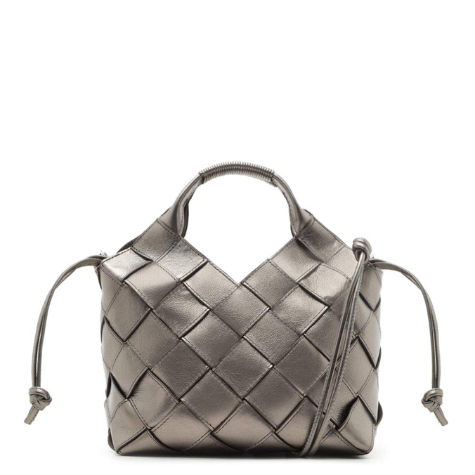 Bolsa Arezzo Tote Couro Metal Média Grafite | ZZ MALL