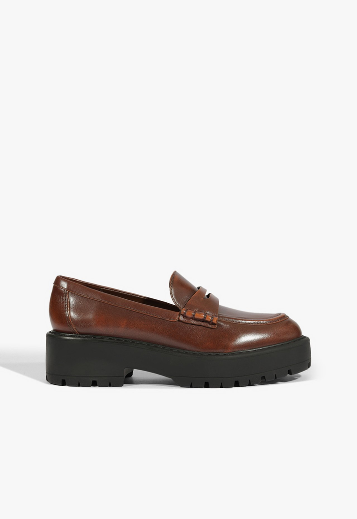 Mocassim Couro Solado Robusto Marrom