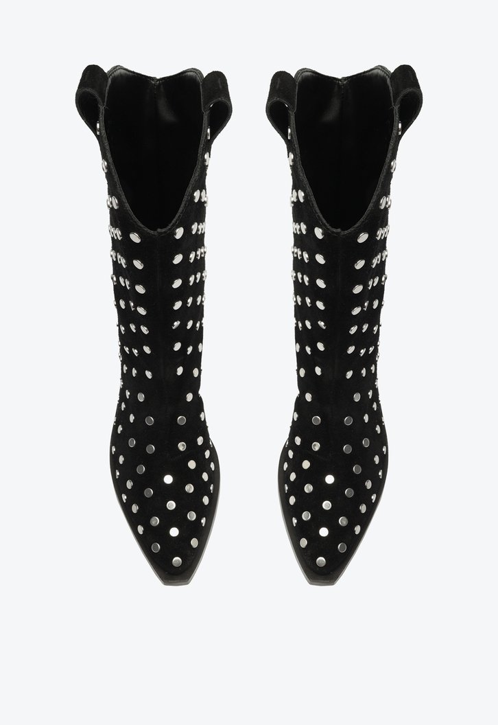 Bota Western Preta Schutz Cano Médio Zachy Studs Camurça