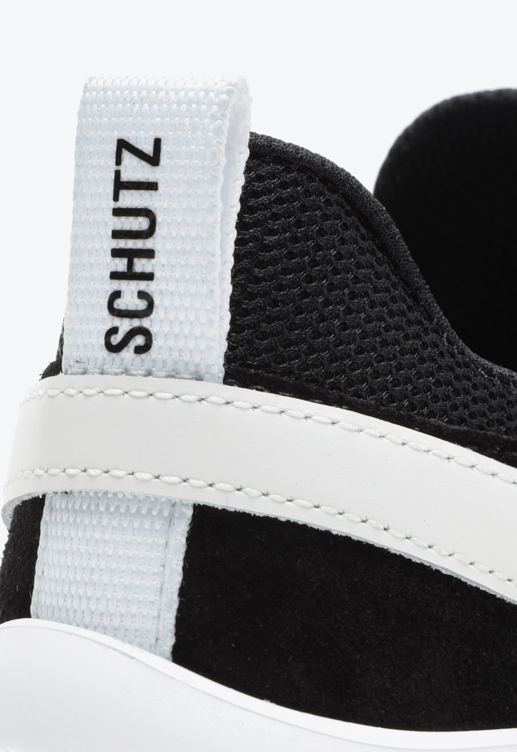 Tênis Sporty Couro e Camurça Preto e Branco
