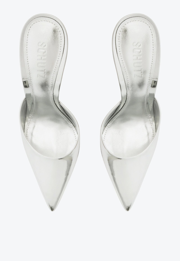 Sapato Mule Prata Schutz Salto Alto | ZZ MALL