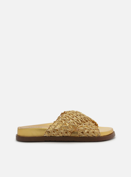 Slide Dourado Arezzo Tiras Largas Tramadas