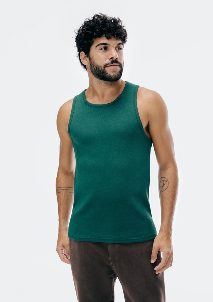Regata Verde Bandeira Hering Regular Em Ribana Canelada