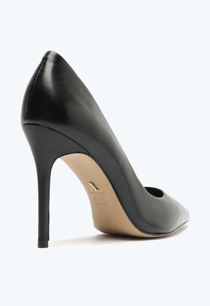 Scarpin Preto Arezzo Couro Salto Alto Bico Fino