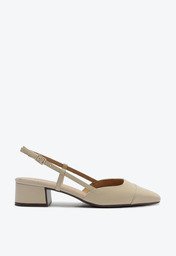 Sapatilha Bege Anacapri Slingback Salto Bloco Ponta