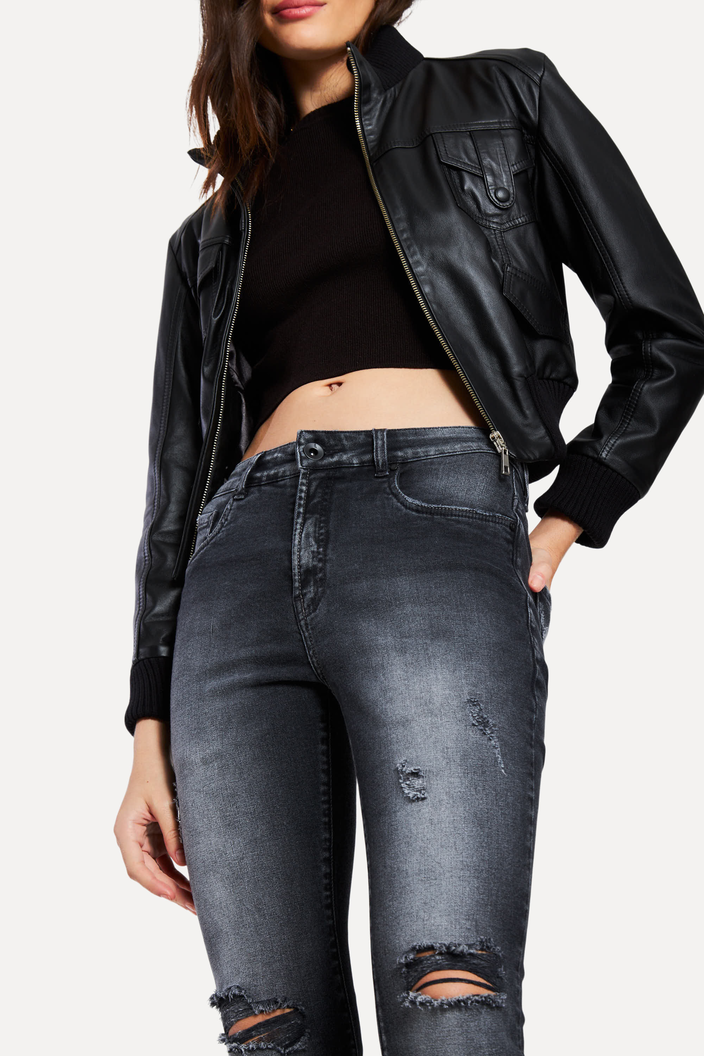 Calça Preta Reversa Jeans Nina Flare
