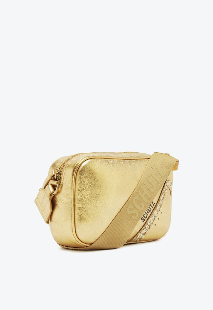 さと★彡 Bolsa Bag Tiracolo Dourada Schutz Pequena St Couro | ZZ MALL