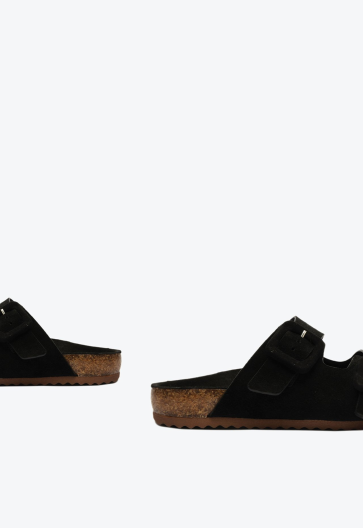 Sandália Papete Enola Suede Preta