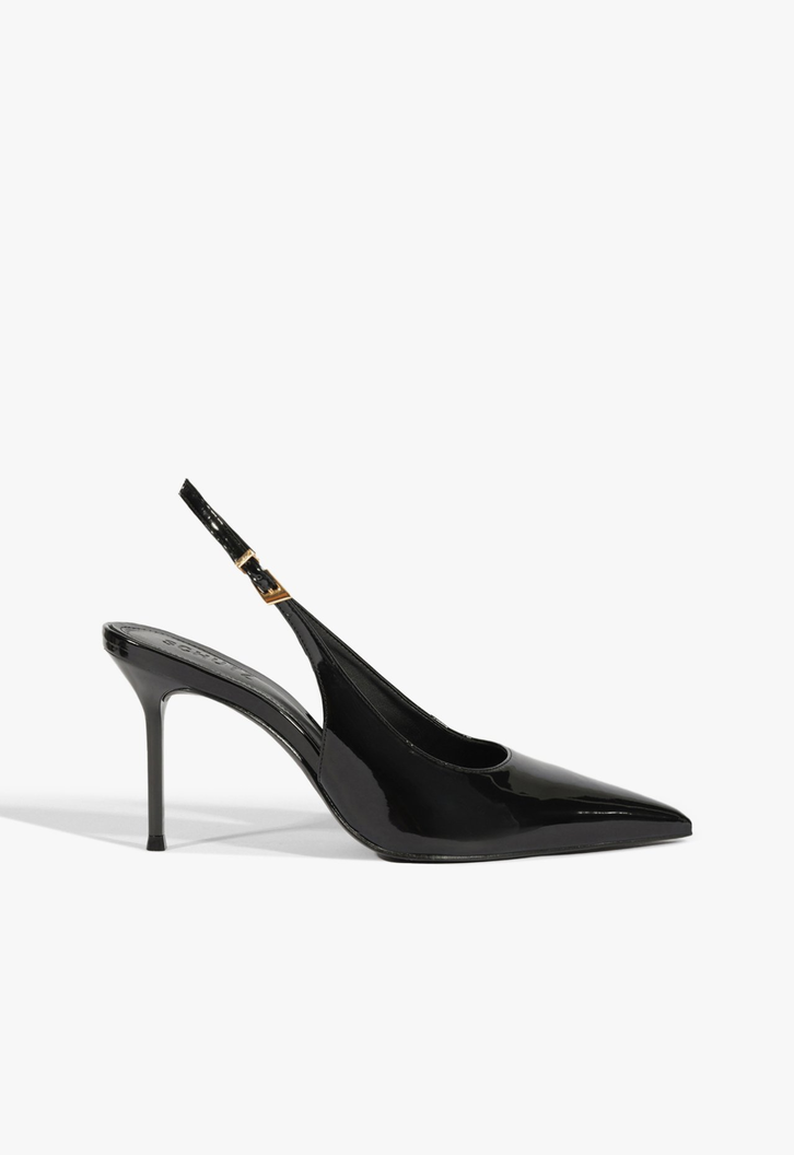 Slingback Salto Alto Fino Preto