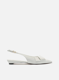Sapatilha Branca Arezzo Bico Fino Slingback Laço