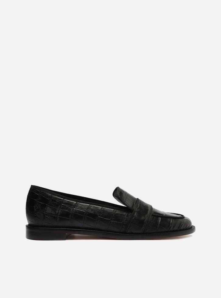 MOCASSIM PRETO AREZZO CROCO UPTOWN