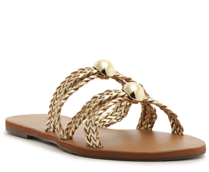 Rasteira Tira Trançada Dourada