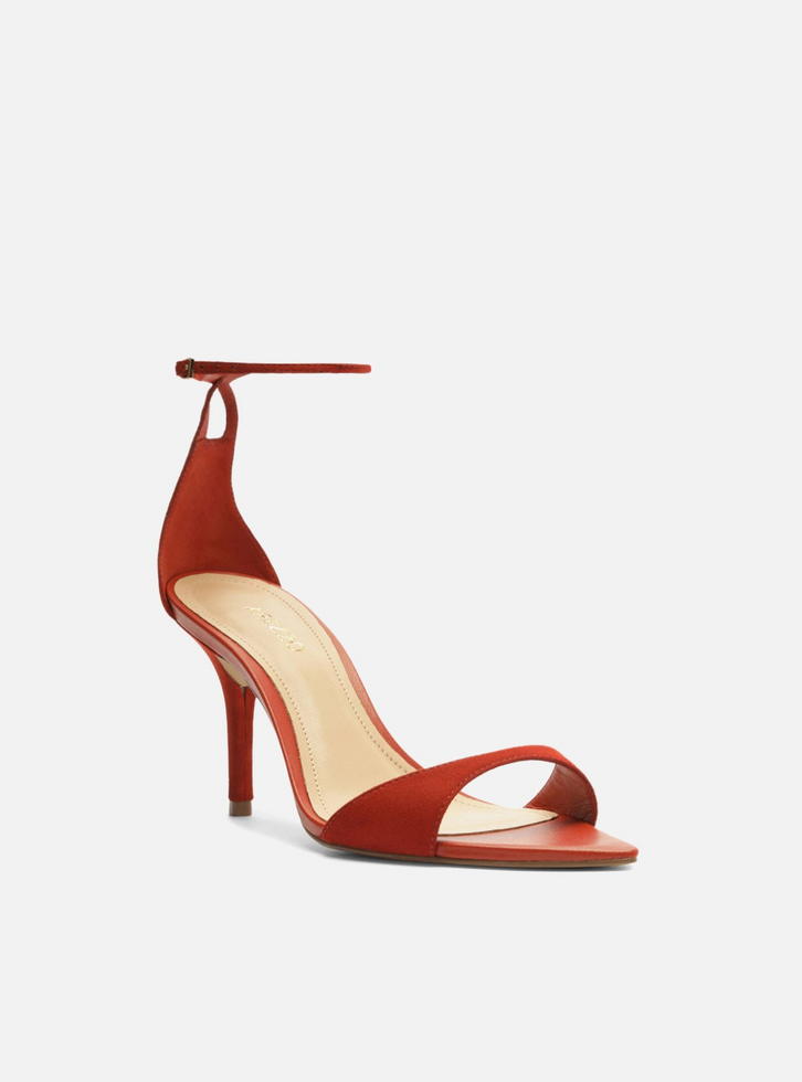 Sandália Terracota Acamurçada Salto Médio Tiras