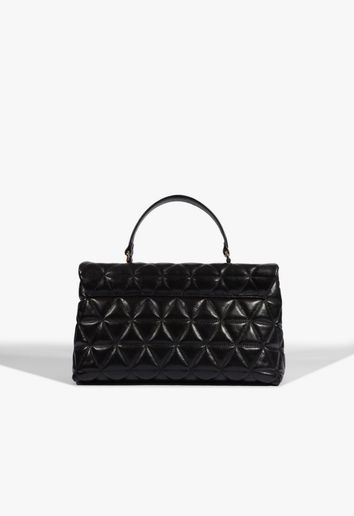 Bolsa Satchel 944 Media Couro Preta | ZZ MALL