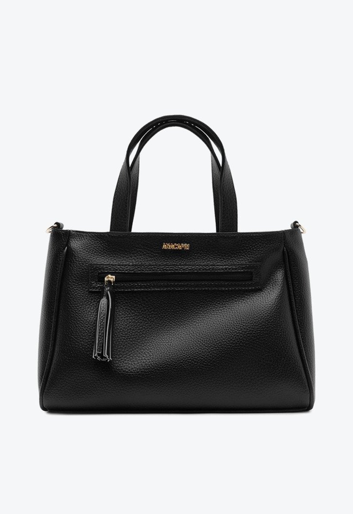 Bolsa Tote Média Com Tassel Preta
