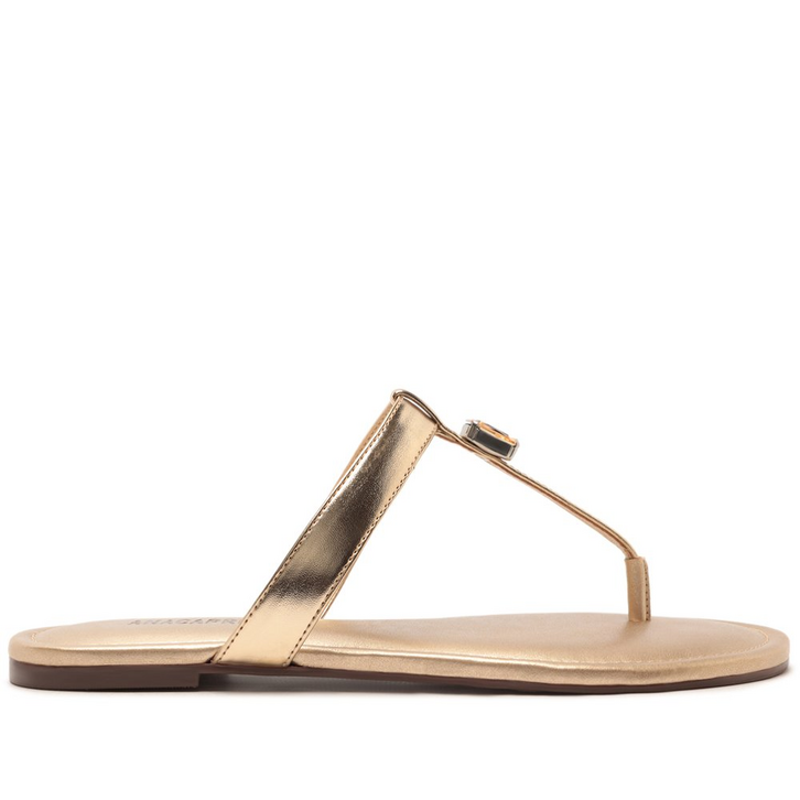 Rasteira Tira única Pedraria Dourada