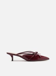 Mule Vermelha Verniz Salto Kitten Laço