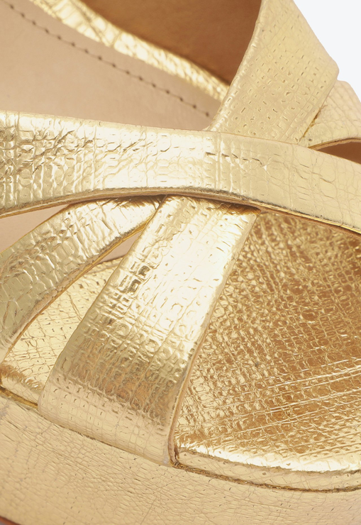 Sandália Metalizada Dourada Schutz Carrie Couro