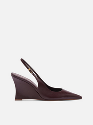 Scarpin Bordô Dark Couro Salto Alto Anabela Slingback