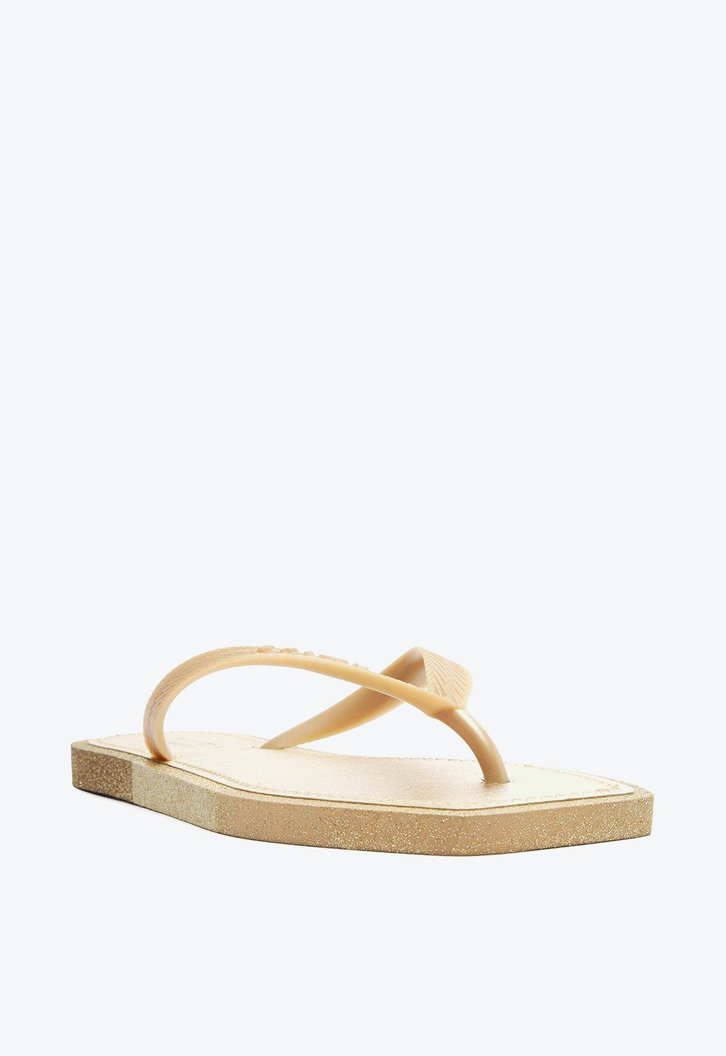 Chinelo De Dedo Dourado Brizza Glitter Square
