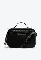 Bolsa Tiracolo Média Franjas Preta