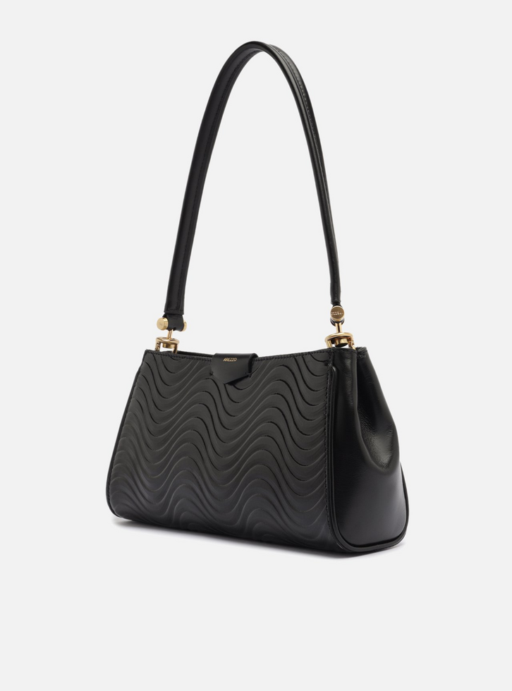 Bolsa Shoulder Preta Couro Wave Média | ZZ MALL