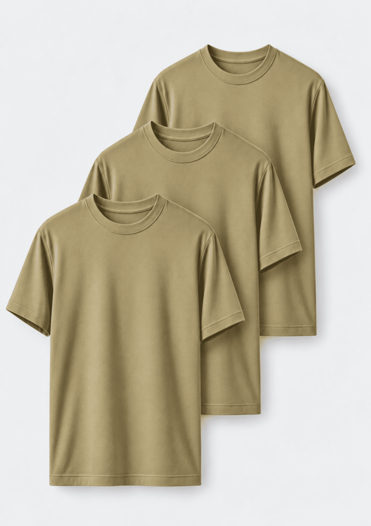 Kit 3 Camisetas Cáqui Hering Básicas Masculinas Manga Curta Slim