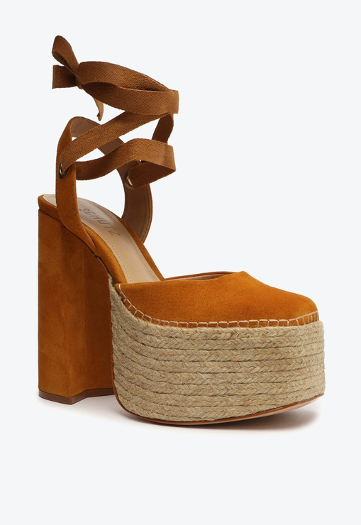 Sandália Nala Espadrille Corda Camurça Marrom