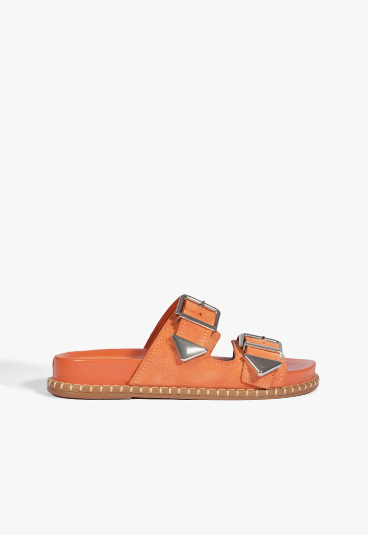Sandália Papete Couro Triangle Laranja